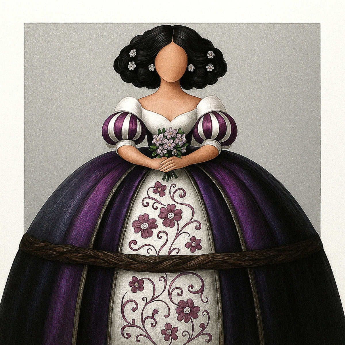 Cuadro Menina malva y grises - la obra
