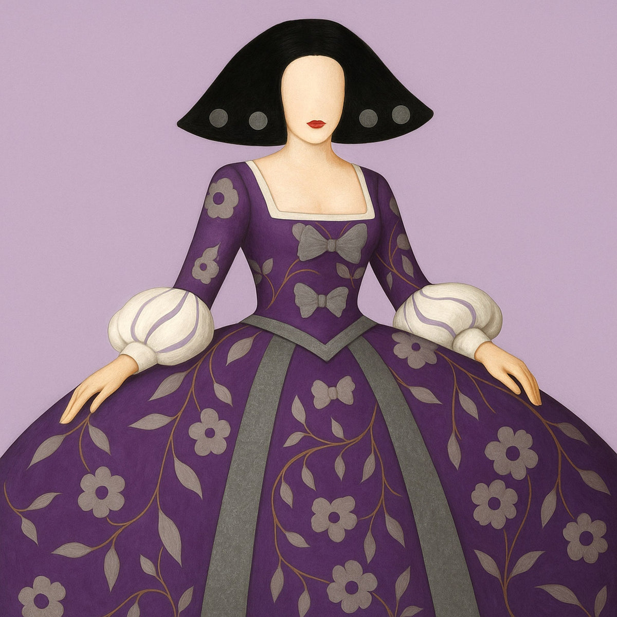 Menina moderna sobre fondo malva - la obra