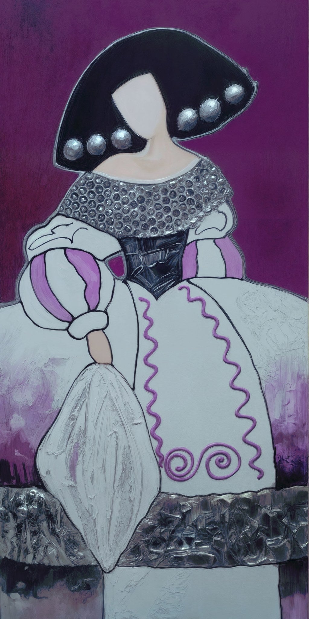 Menina malva con fondo morado vertical - la obra