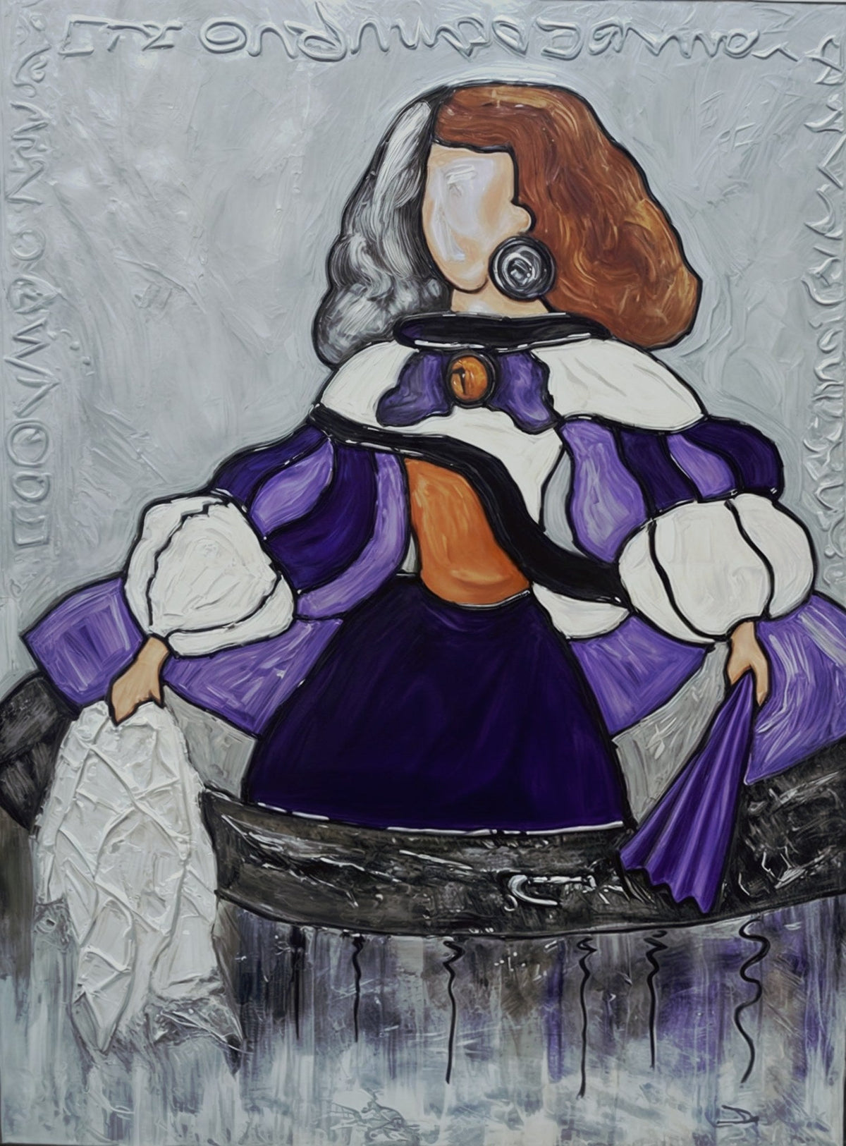 Cuadro de Menina Moderna morada y blanca - la obra