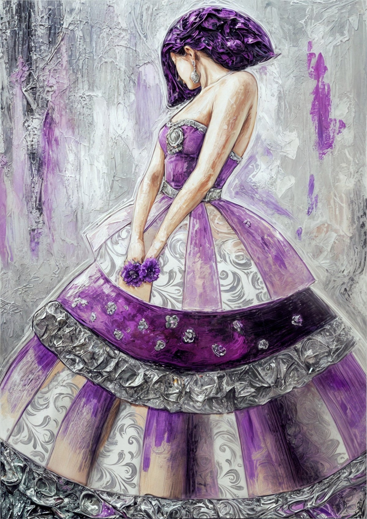 Cuadro de Menina malva, grises y rosa - la obra