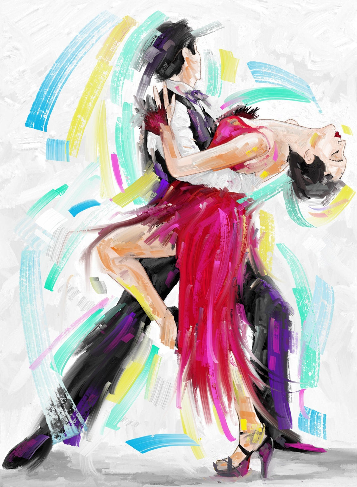 Cuadro de pareja bailando tango - la obra