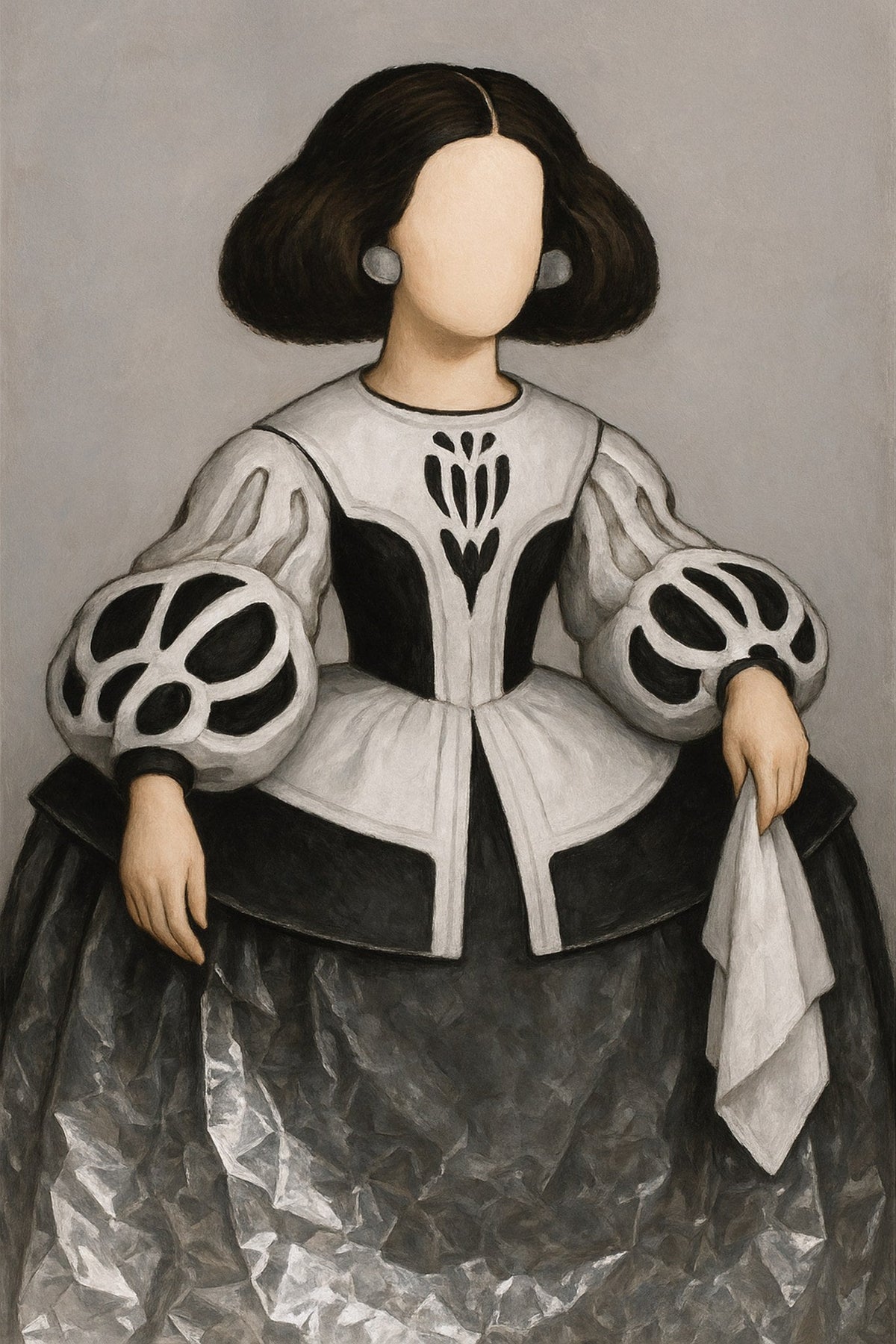 Cuadro Menina Colores Negro Gris y Blanco - la obra