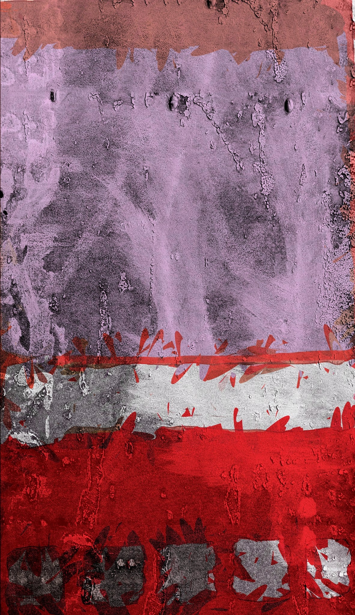 Cuadro abstracto vertical malva y rojo - la obra