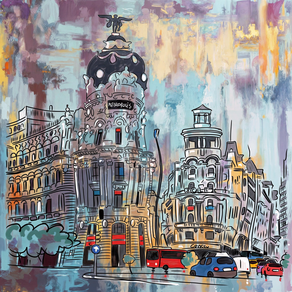 Cuadro Edificio Metrópolis de Madrid - la obra