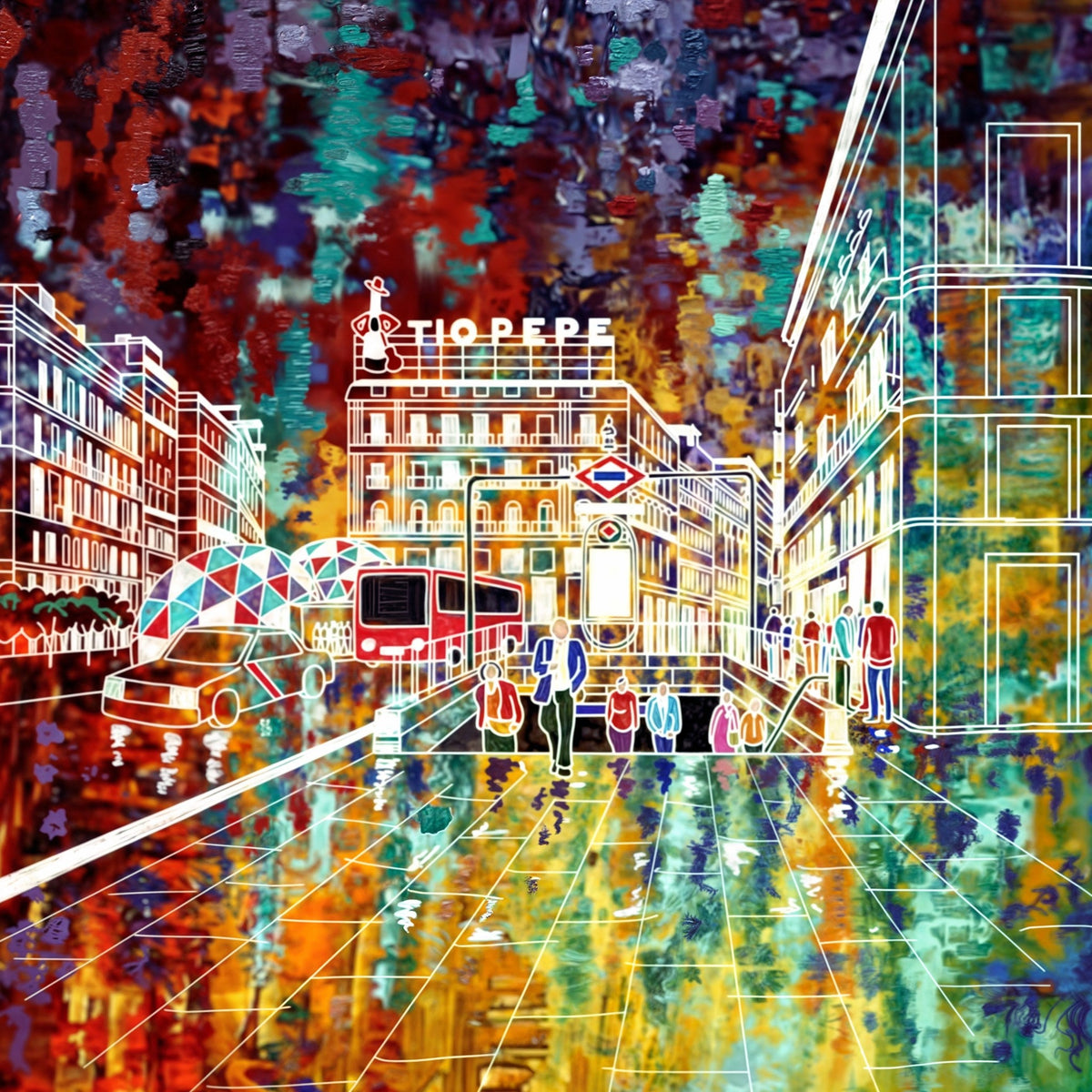 Puerta del Sol con Tío Pepe de Madrid - la obra