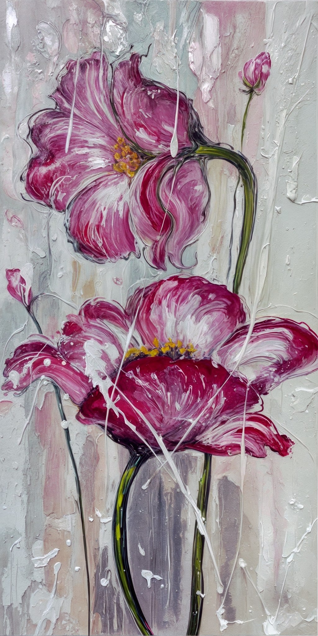 Cuadro Dúo flores magenta - la obra