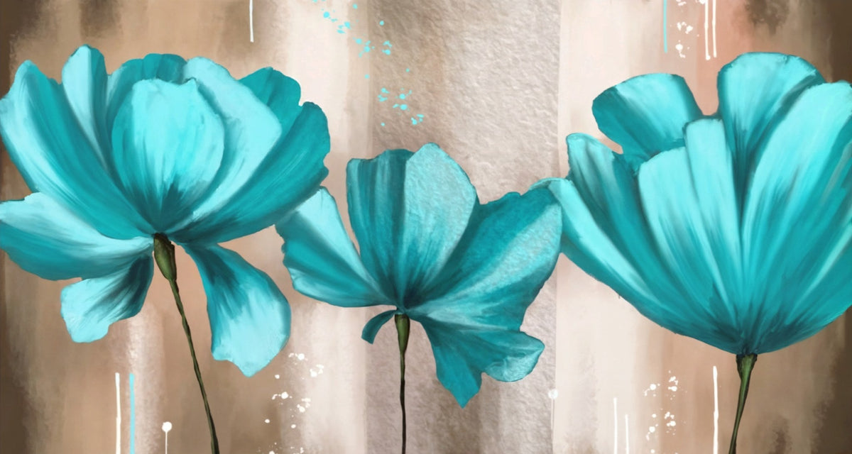 Cuadro de Flores Esplendor Turquesa - la obra