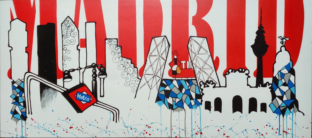 Cuadro de Madrid Skyline y grafismo - la obra