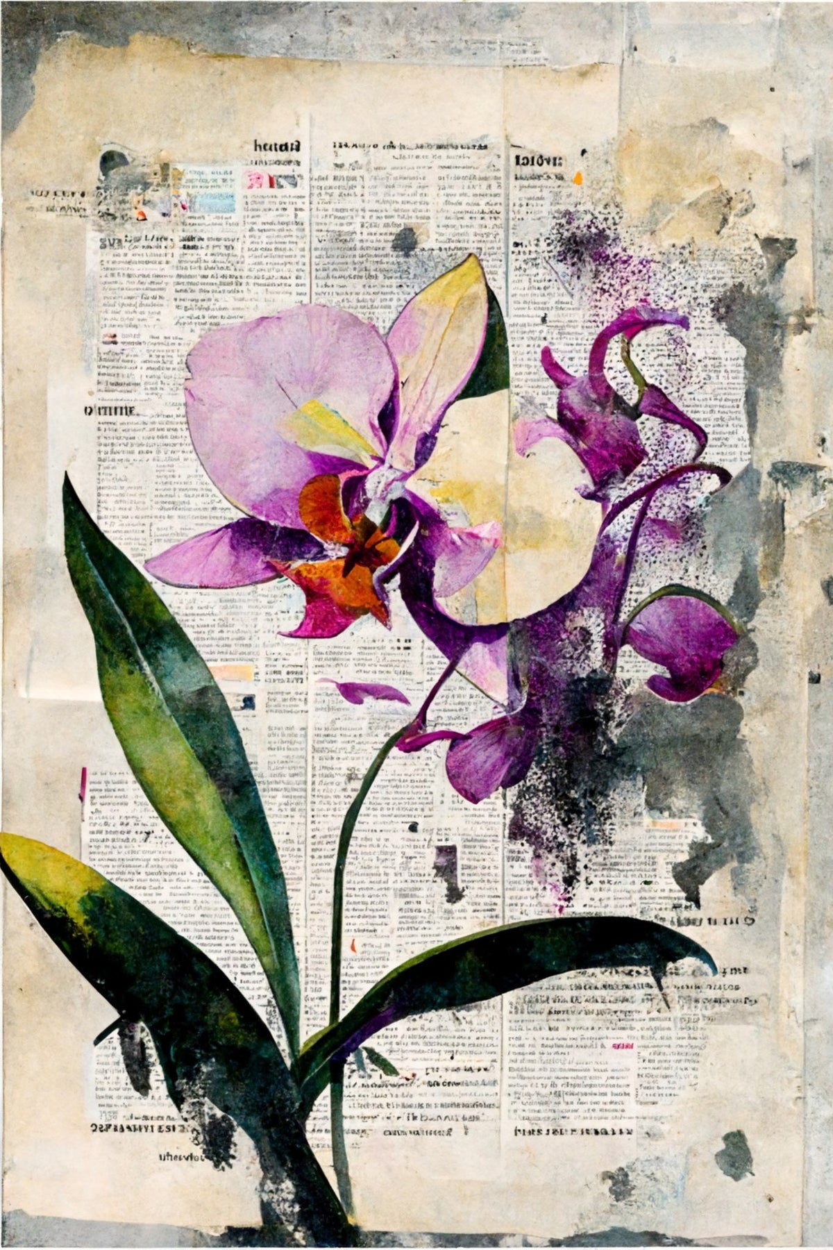 Cuadro de Flores magenta en vertical - la obra