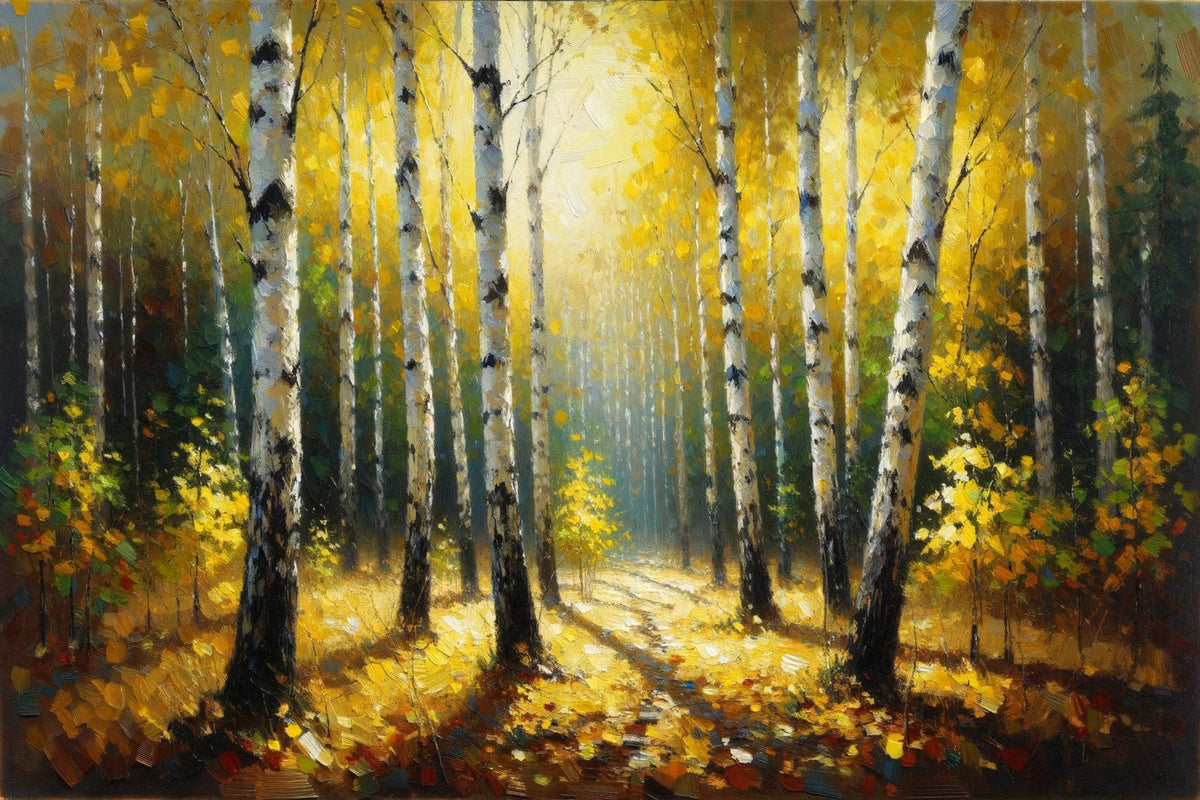Cuadro Paisaje Árboles en amarillo - la obra