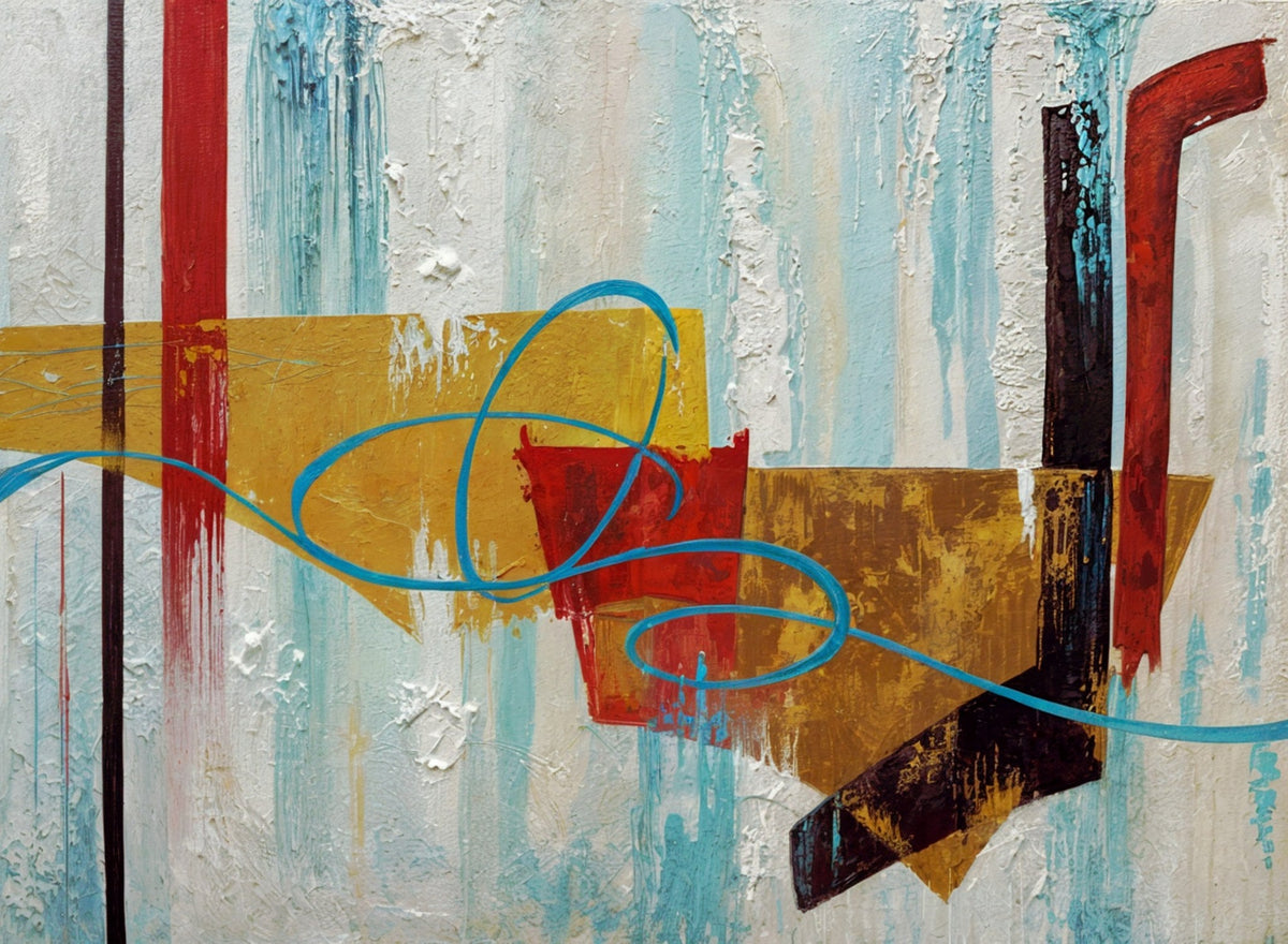 Abstracto ocre, rojo y negro - la obra