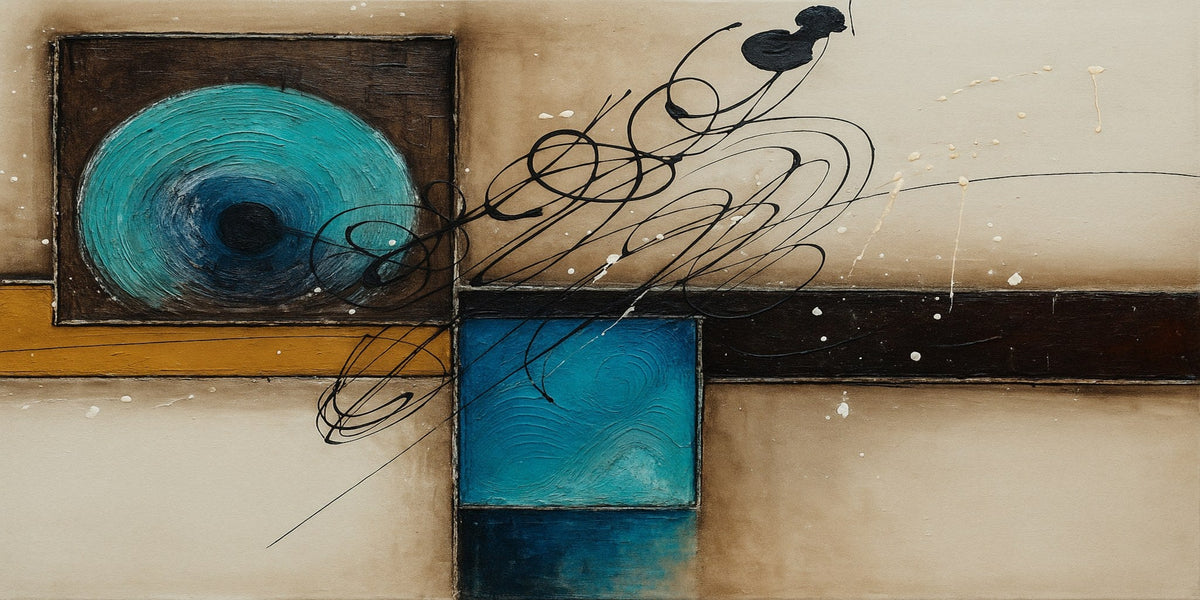 Abstracto Turquesa, wengué y ocre - la obra