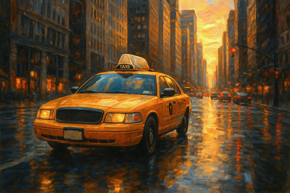 Cuadro Tráfico New York con taxi - la obra