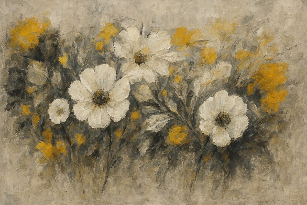 Cuadro de Flores en Fondo Neutro - la obra