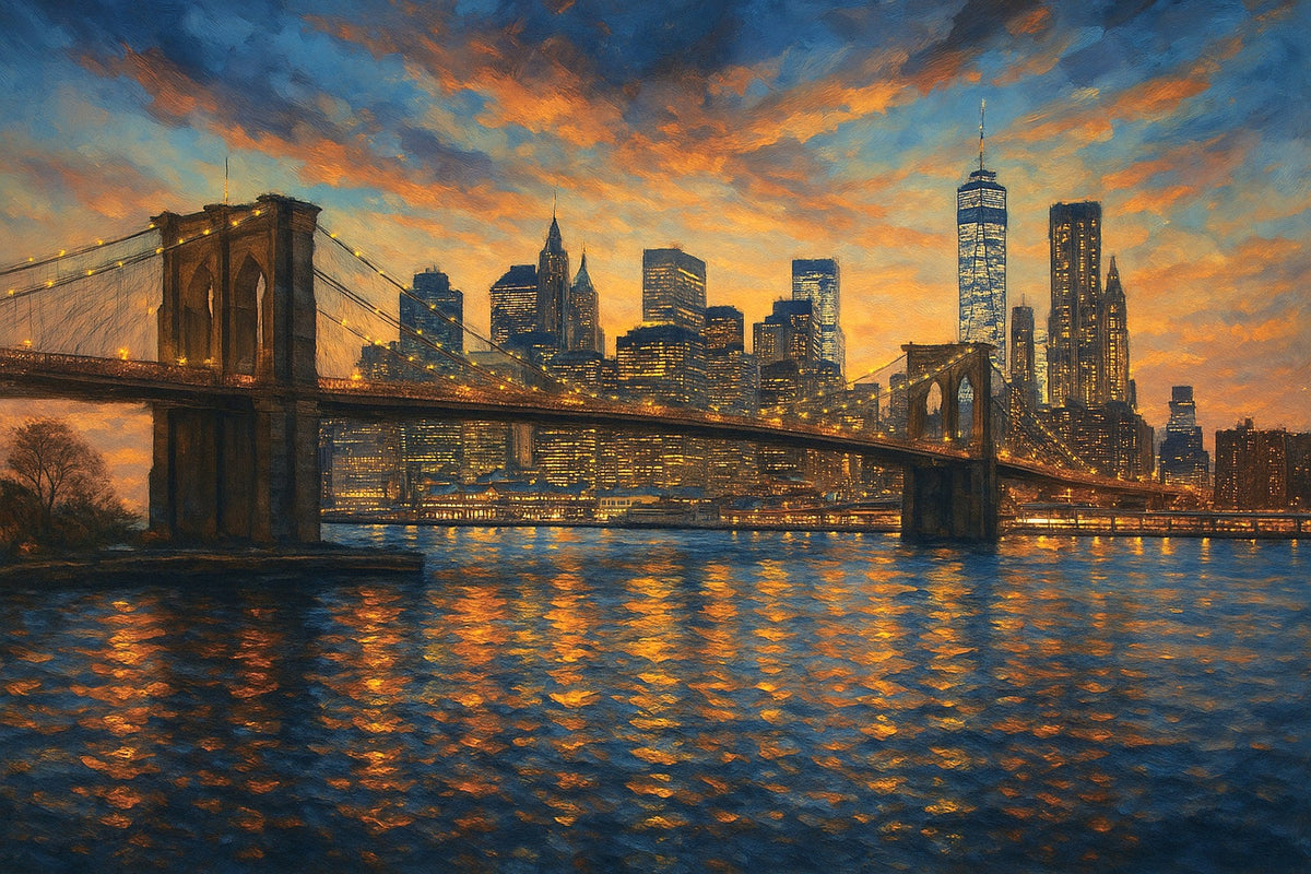 Cuadro skyline nocturno de New York - la obra