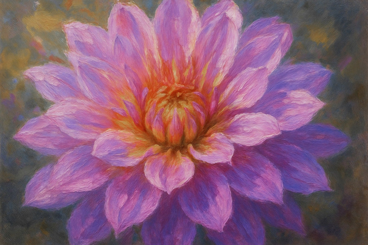 Cuadro primer plano Flor rosa y amarilla - la obra