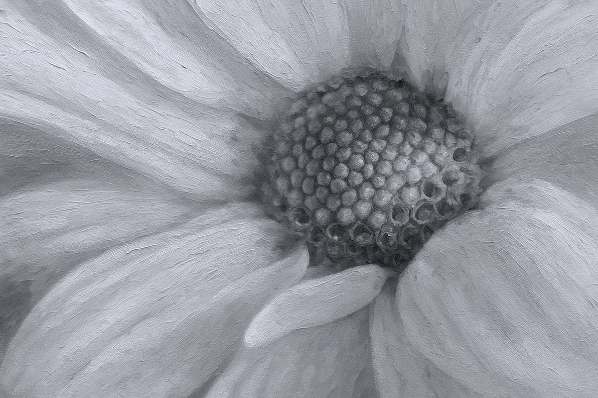Cuadro de Margarita en Blanco y Negro - la obra