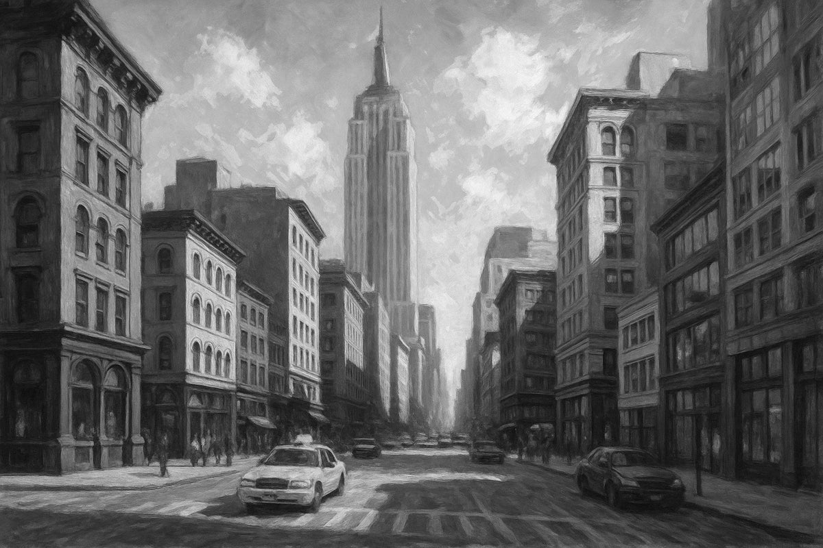 Cuadro Empire Estate blanco y negro - la obra