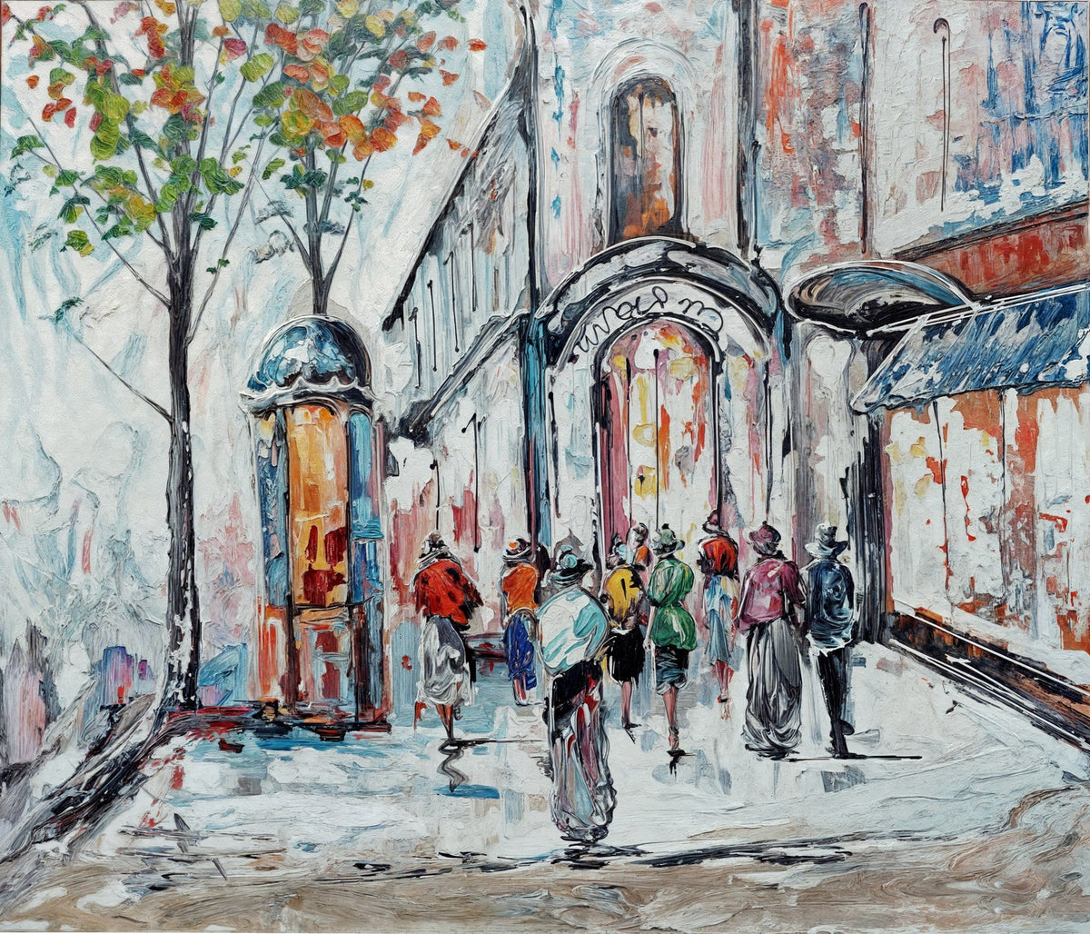 Cuadro urbano parisino con figuras - la obra