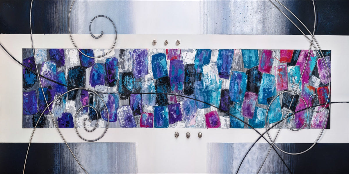 Abstracción turquesa y malva - la obra