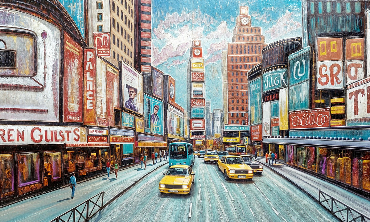 Nueva York y Time Square con coches - la obra