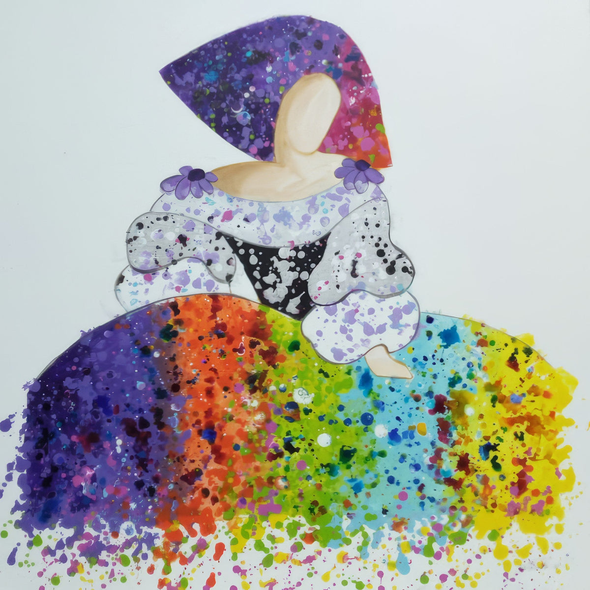 Menina moderna salpicada de color - la obra