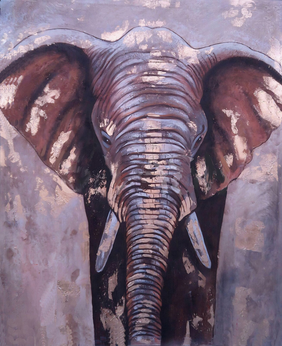 Cuadro de Elefante en tonos ocre - la obra
