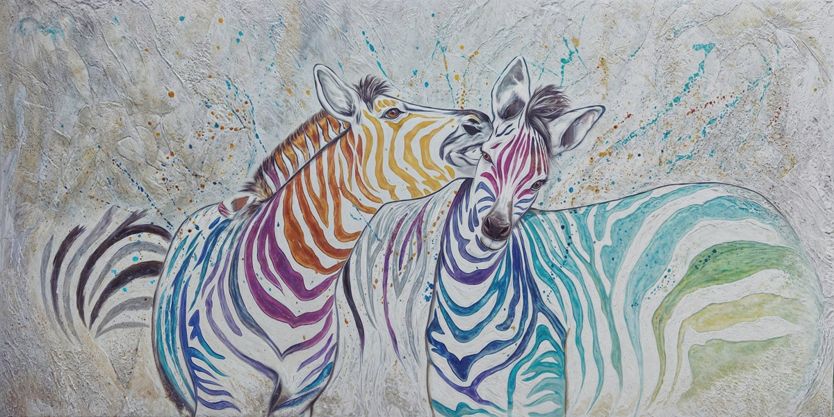 Cuadro étnico con Cebras de colores - la obra