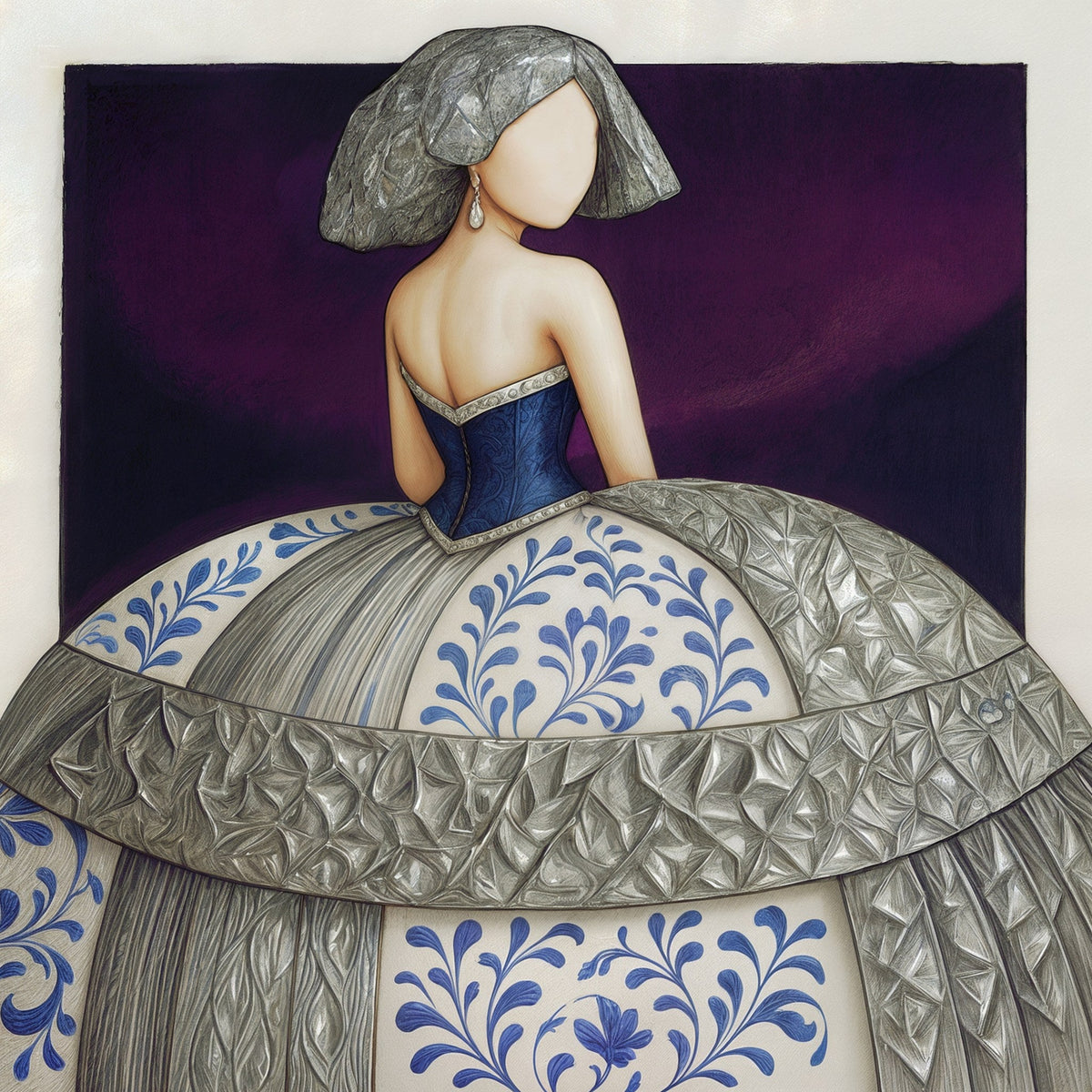 Menina con fondo morado y malva - la obra