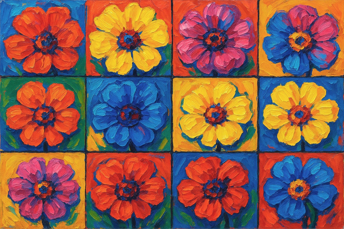 Cuadro Flores Pop Art color en Serie - la obra