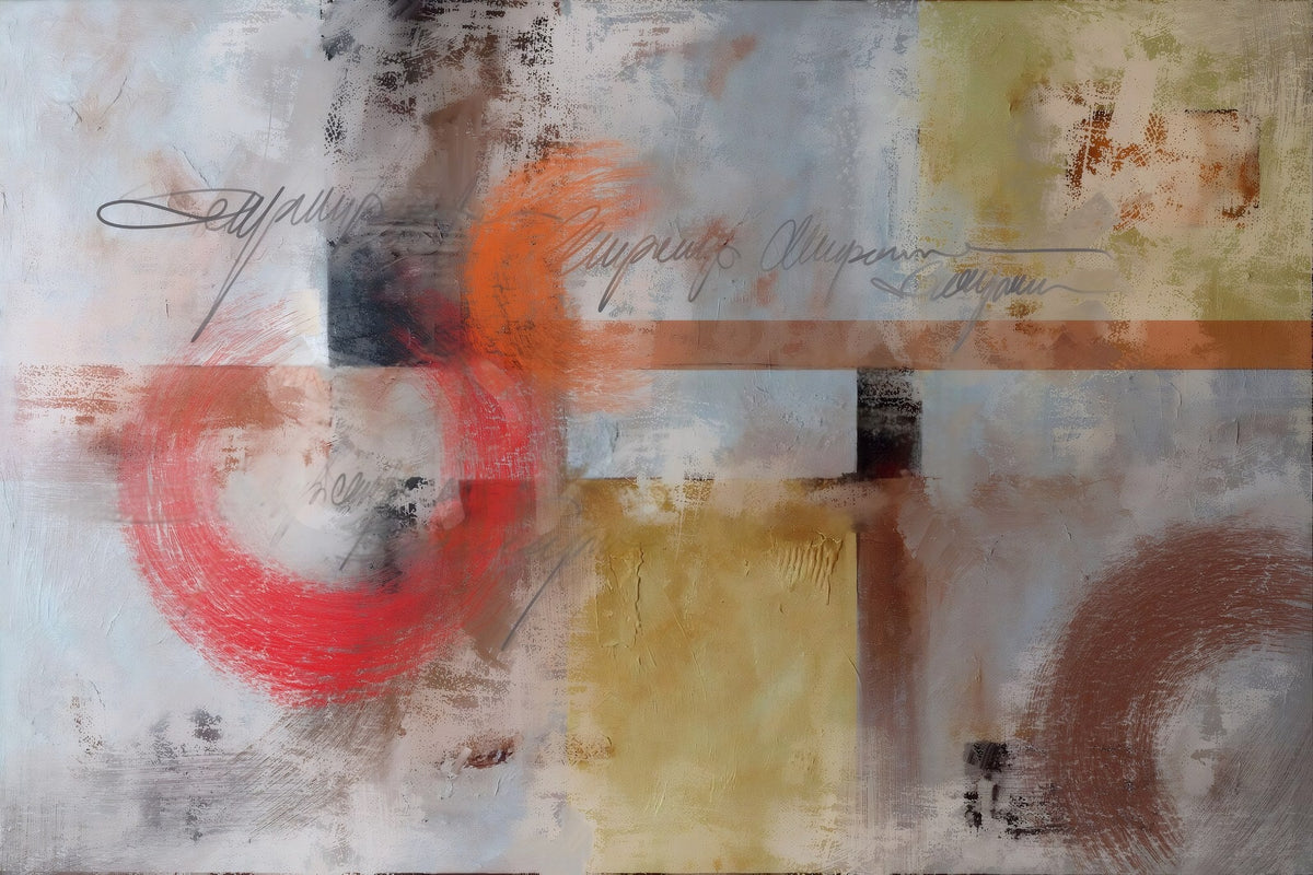 Abstracto con textura tonos tostados y rojo - la obra