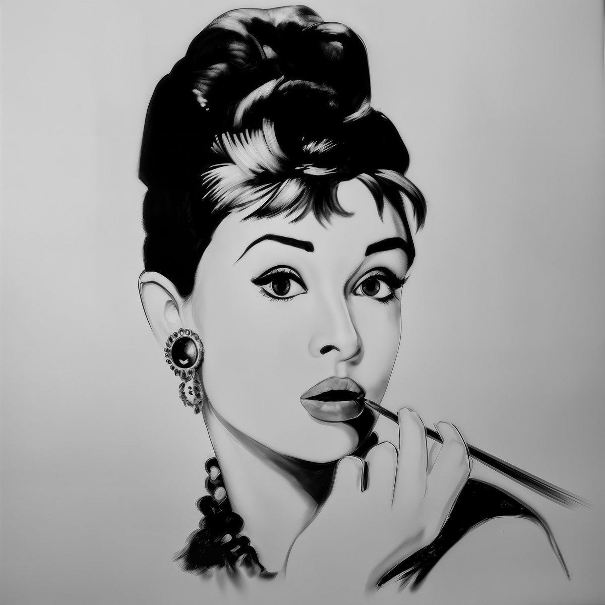 Cuadro Audrey Hepburn blanco y negro - la obra