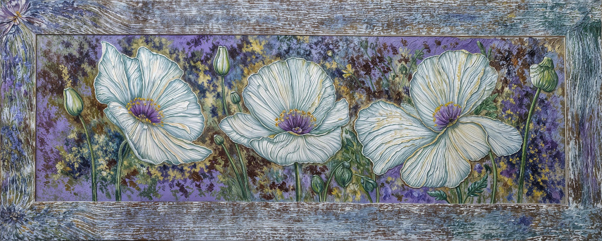 Cuadro de Flores blancas y tonos malva - la obra