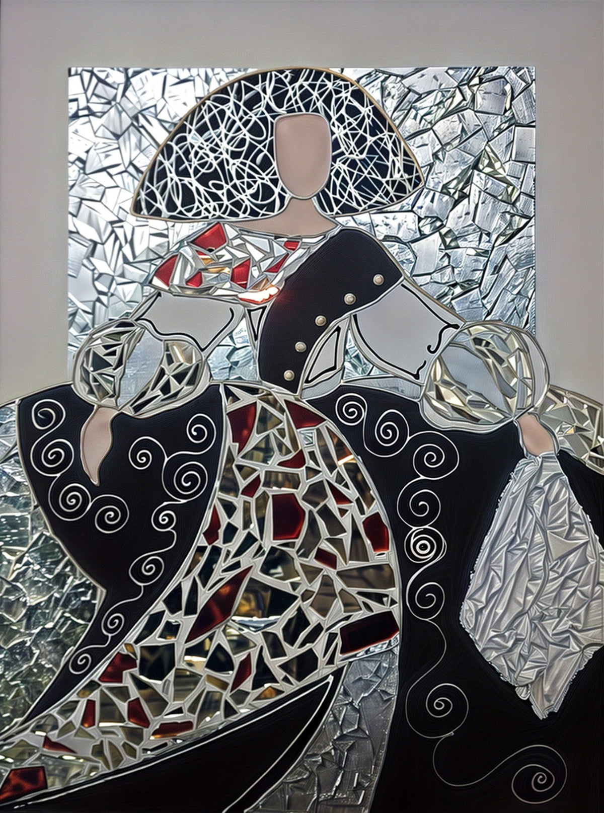Cuadro de Menina moderna en rojos y grises - la obra