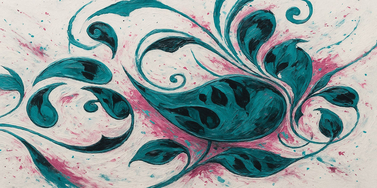 Abstracto azul turquesa, blanco y negro - la obra