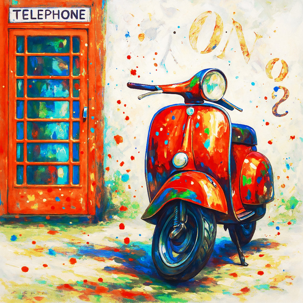 Vespa con cabina inglesa - la obra