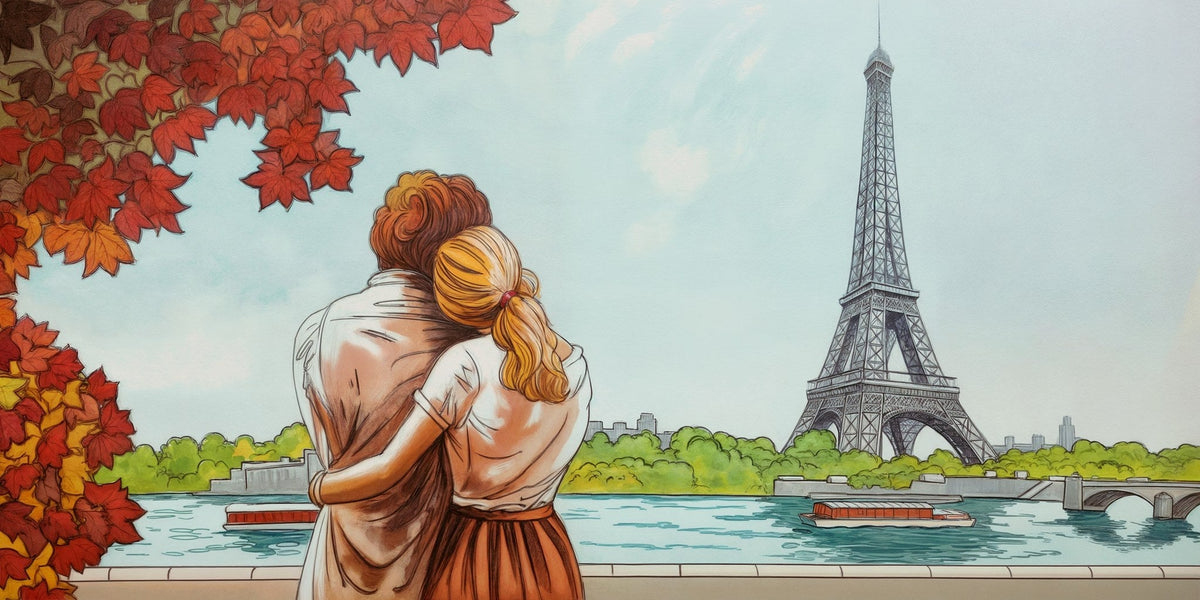 Cuadro pareja de enamorados en París - la obra