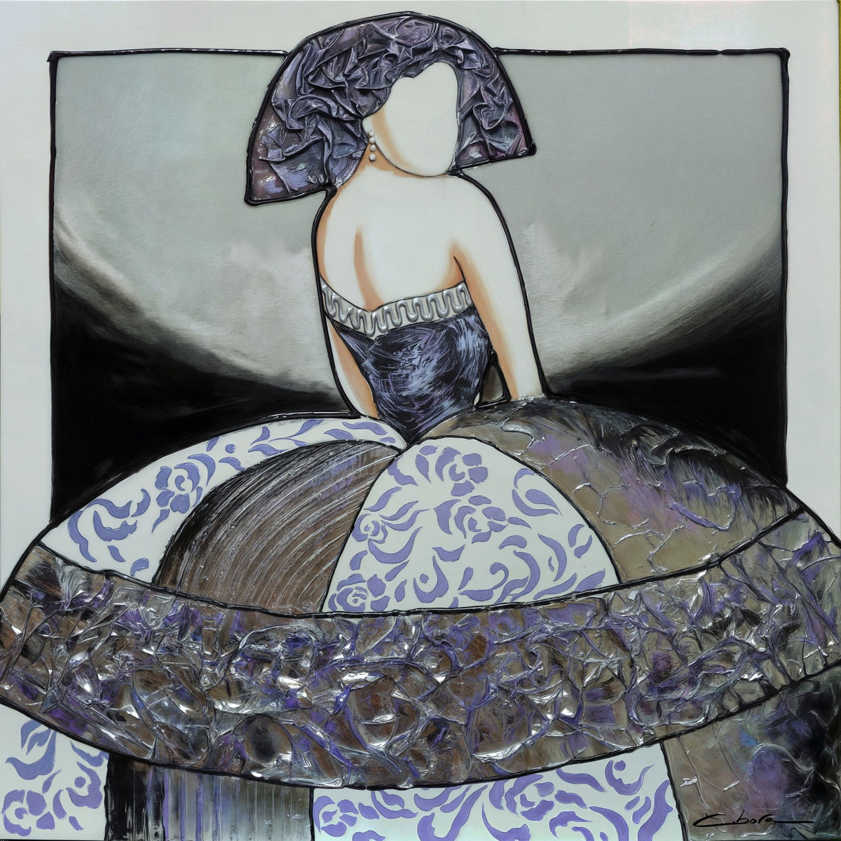 Cuadro Menina moderna en gris y malva - la obra