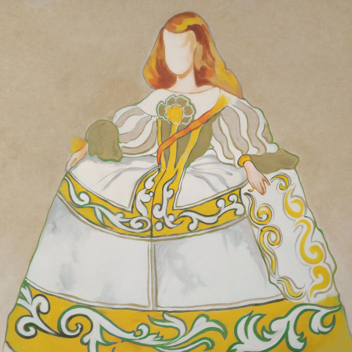 Menina en tonos amarillos, blancos y ocres - la obra