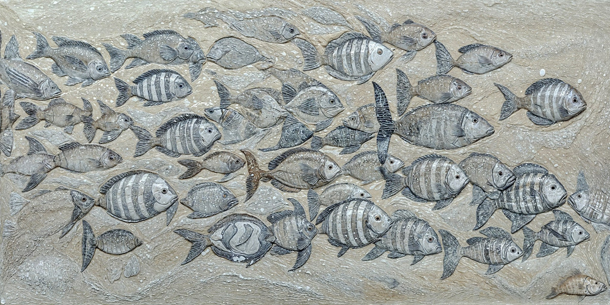 Cuadro de Peces rayados con textura - la obra