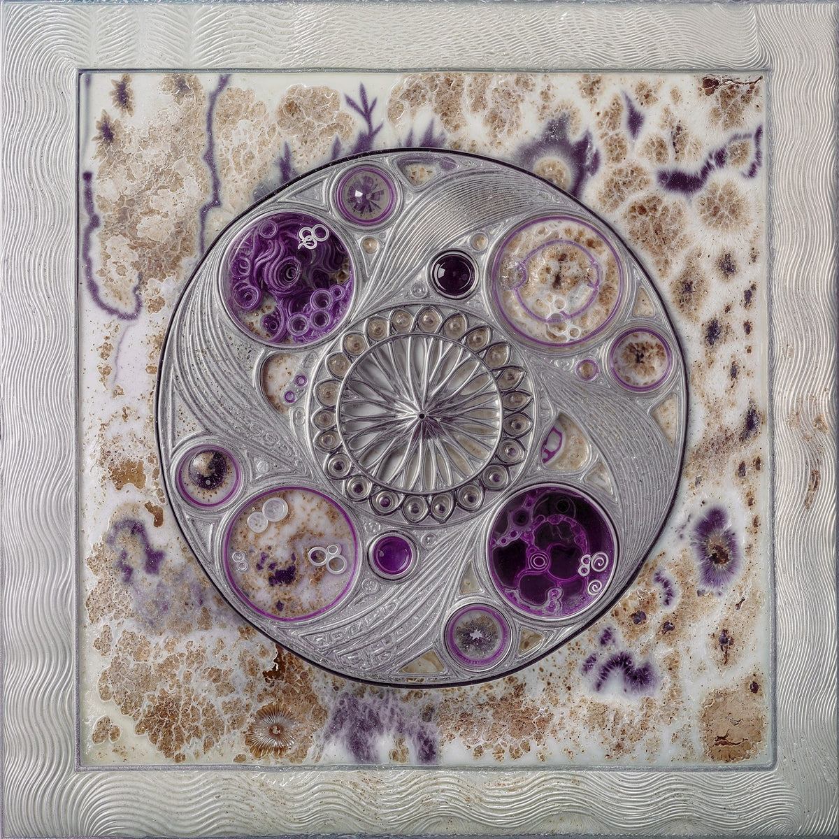 Cuadro de Mandala en malva y grises - la obra