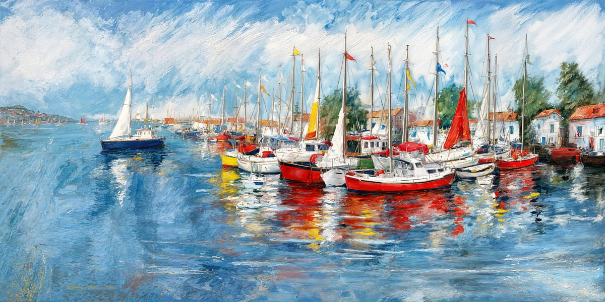 Cuadro de marina con Barcos de pesca - la obra