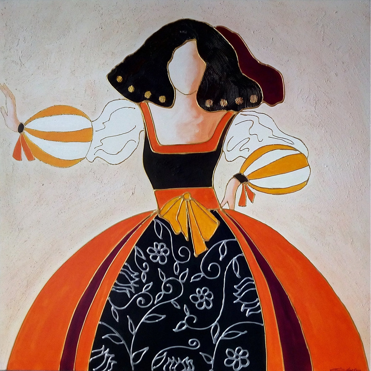 Menina moderna con textura en tonos tierra - la obra
