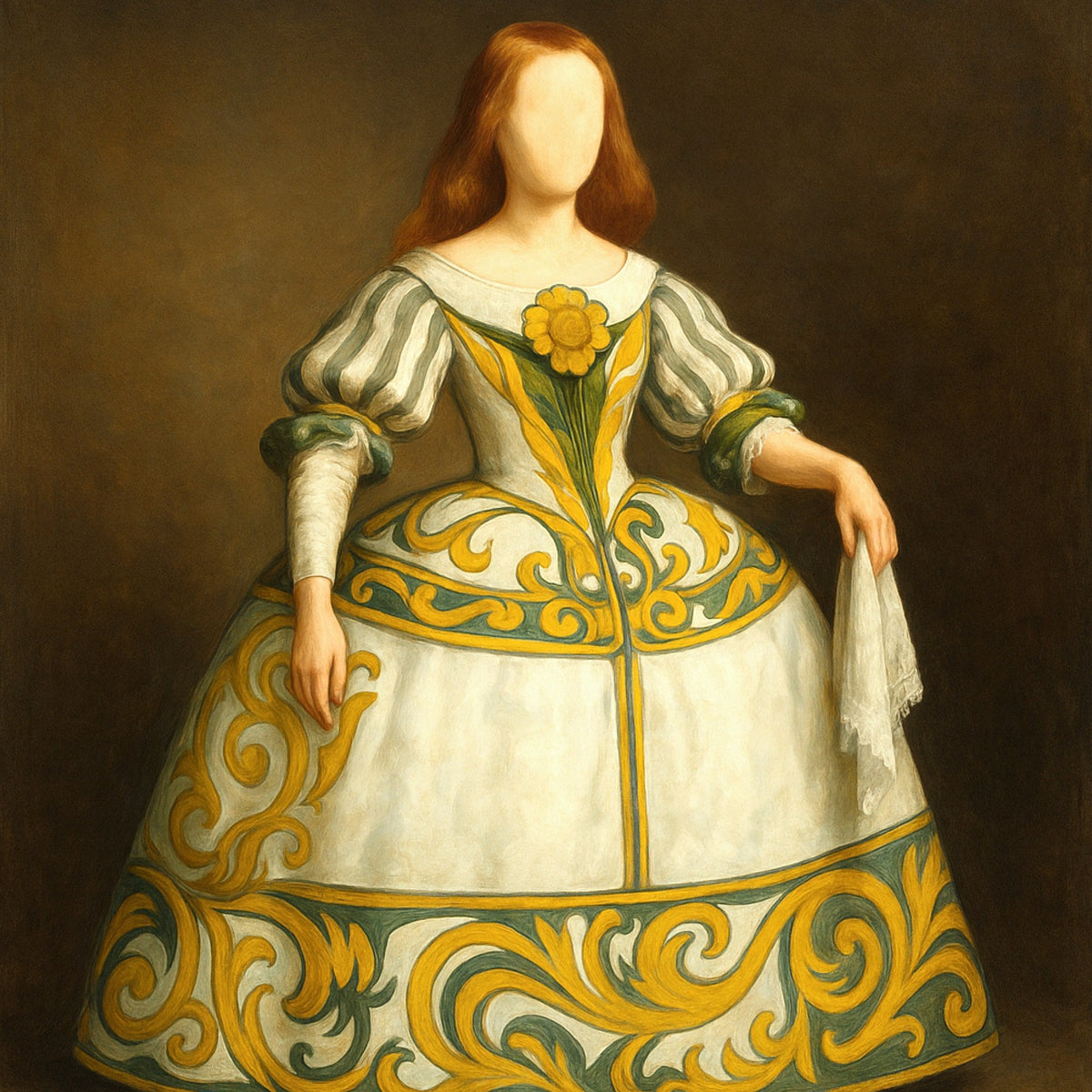 Menina moderna verde y ocre - la obra