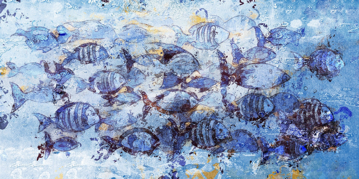 Peces rayados en mar azul - la obra