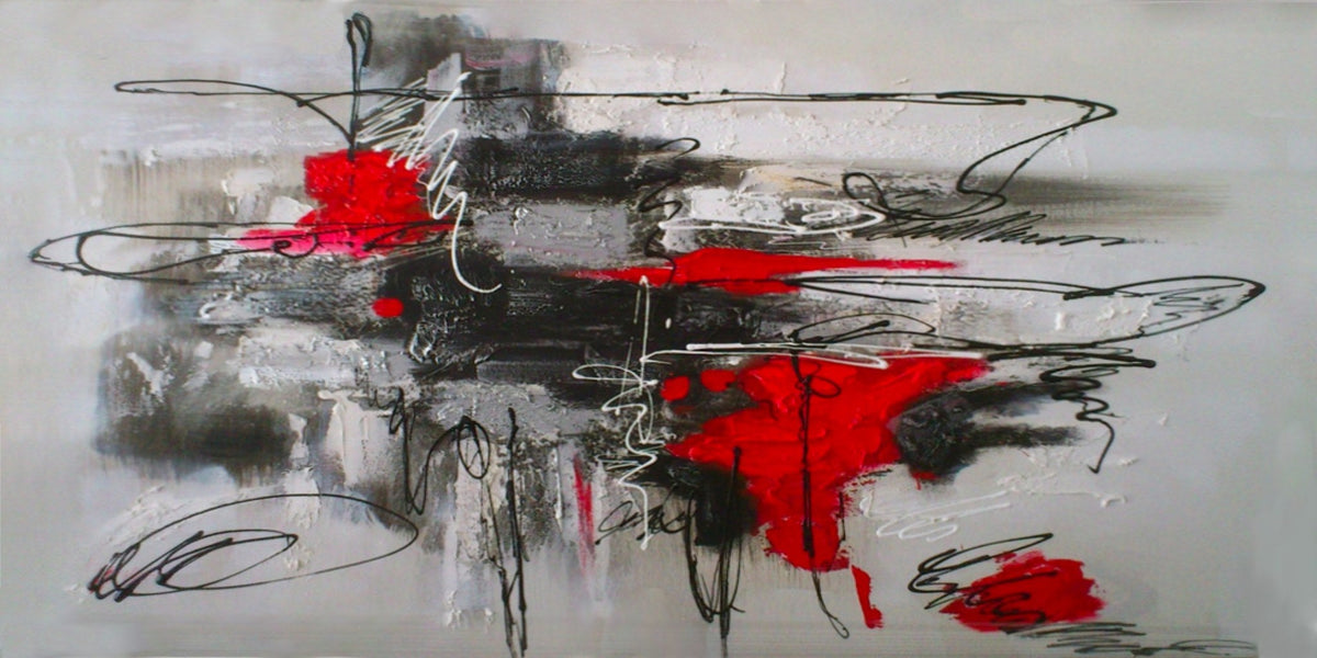 Abstracto rojo, gris, blanco y negro - la obra