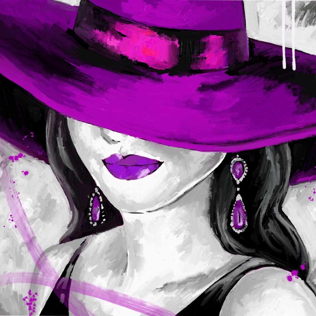 Mujer con sombrero y labios malva - la obra