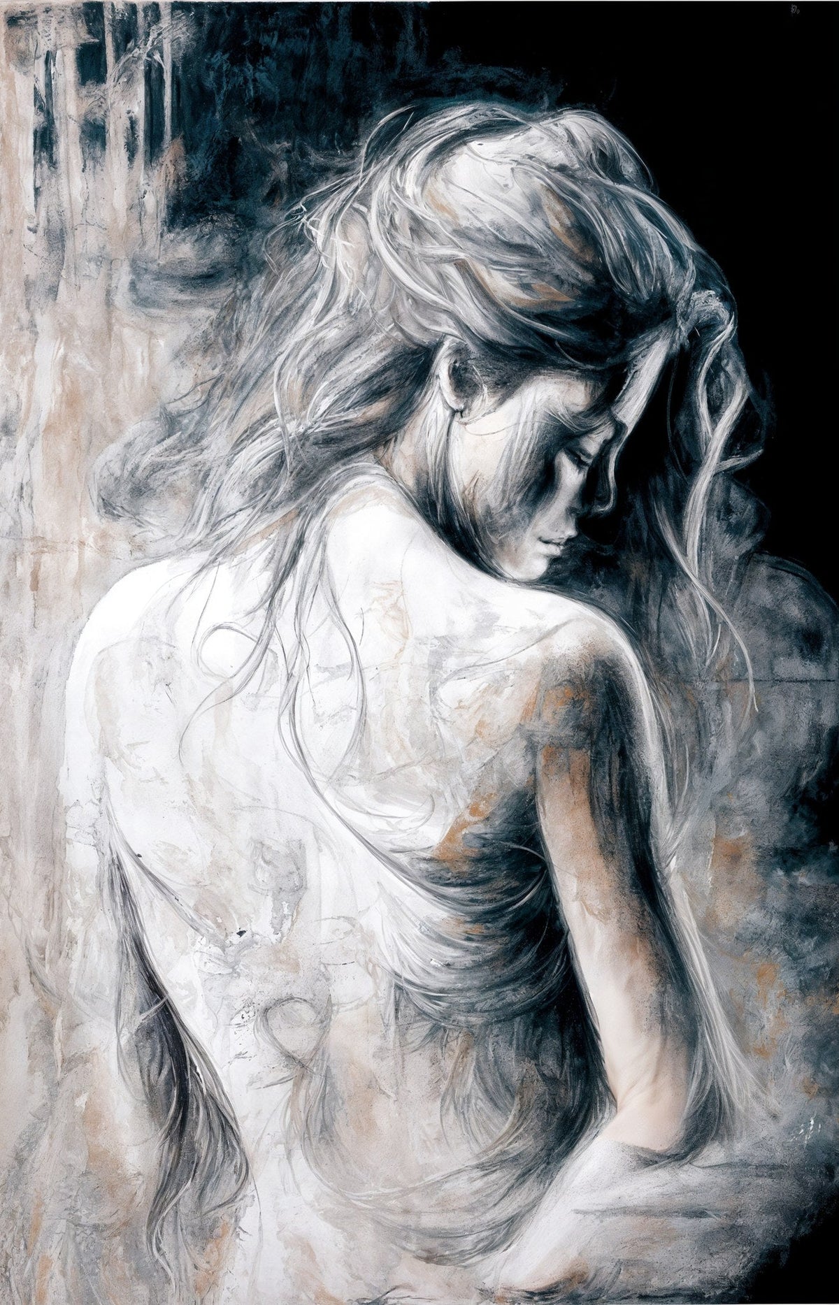 Cuadro Desnudo femenino en grises - la obra