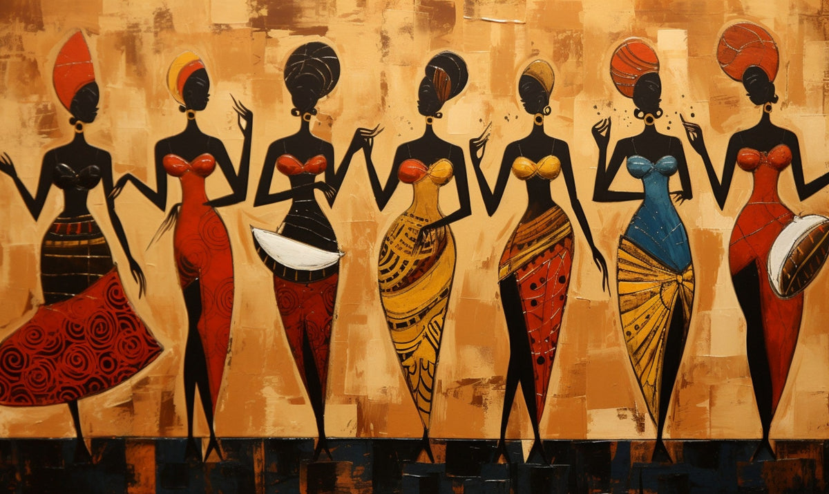 Unión Mujeres Africanas en Tonos Ocre - la obra